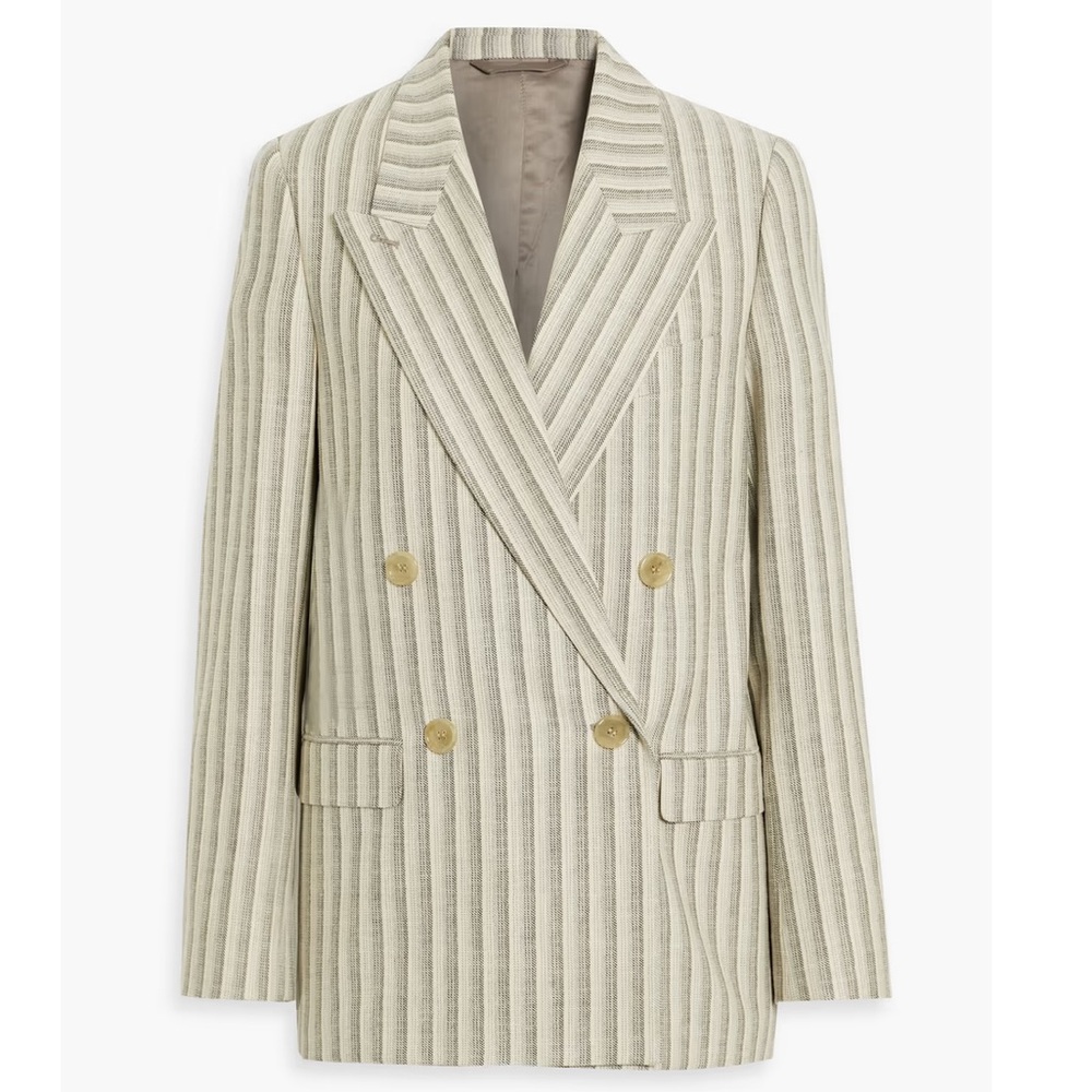 ACNE STUDIOS Double-breasted striped wool and cotton-blend tweed blazer